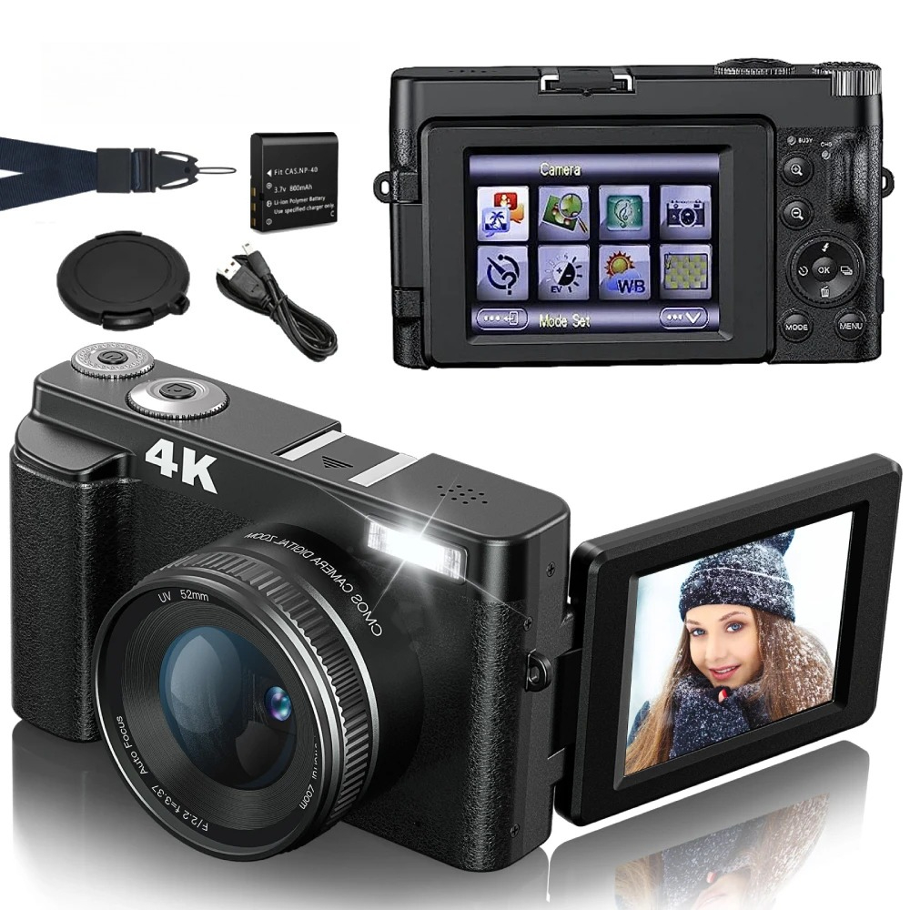 Beauty Makeup Camera - Kamera Vlogging Kompak 4K 48MP, Autofokus