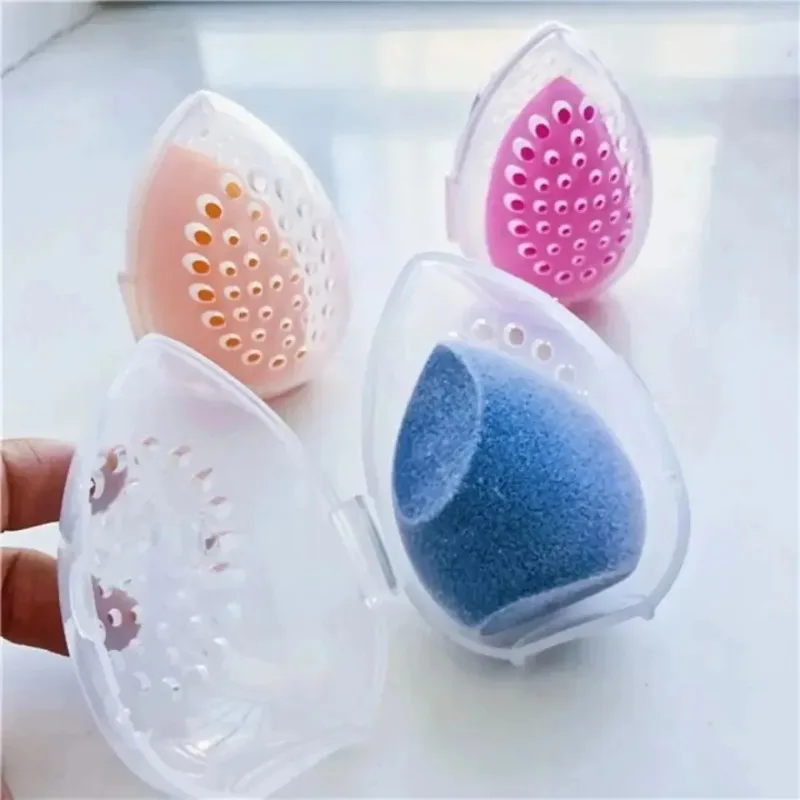 Beauty Makeup Egg - Kotak penyimpan spons rias kosong portabel,