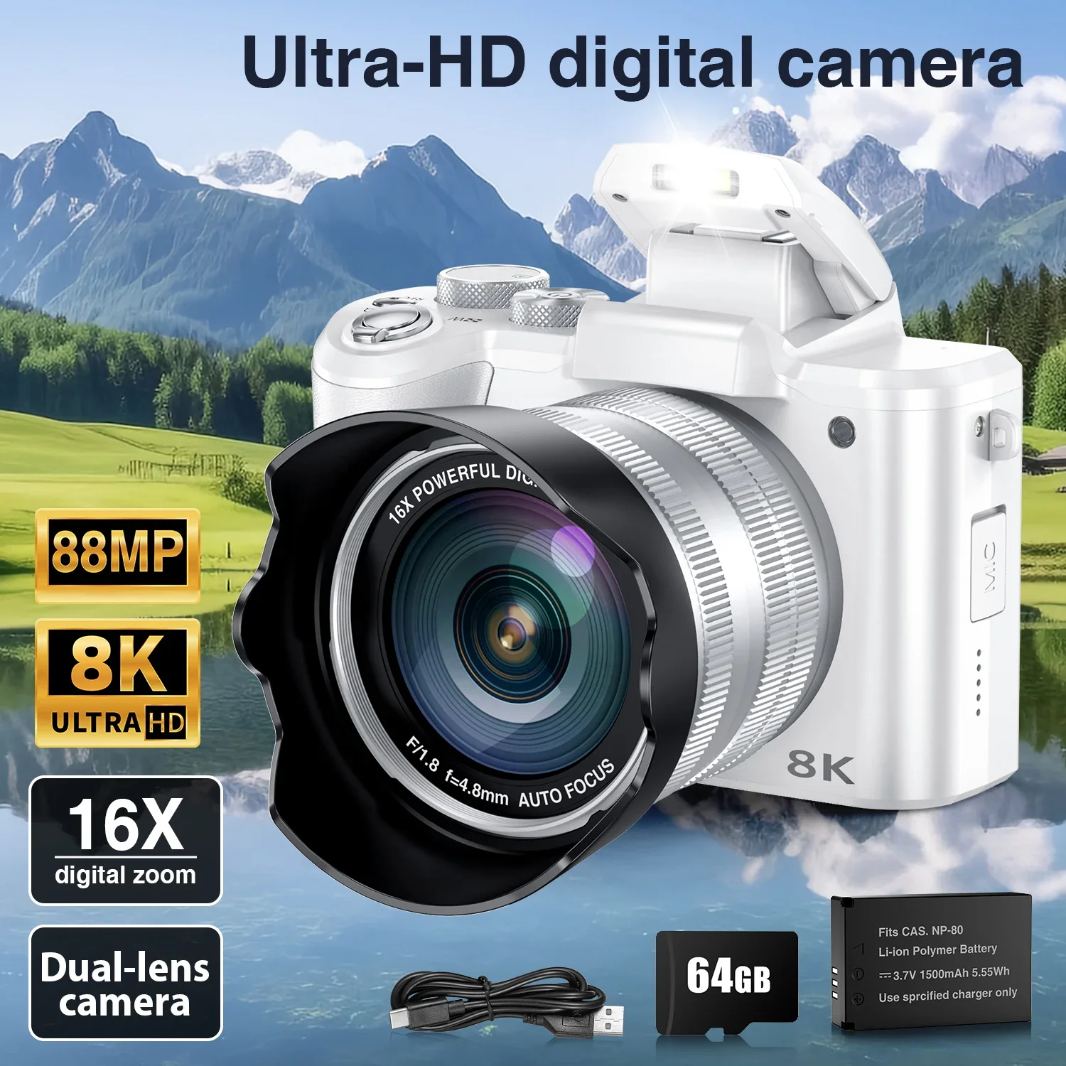 Kamera Digital Selfie 8K untuk - Beauty Makeup Camera ulasan dan harga